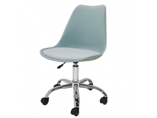 Silla de escritorio color agua con patas metálicas  merkamueble