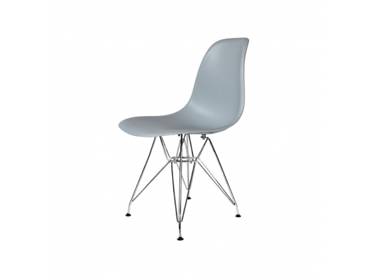 Silla gris con patas acero cromado  merkamueble