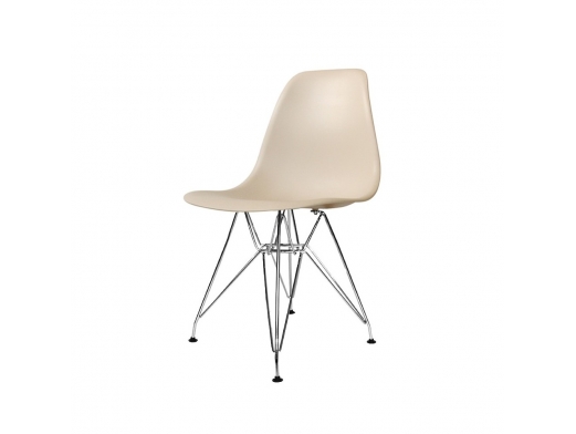 Silla color arena con patas acero cromado  merkamueble