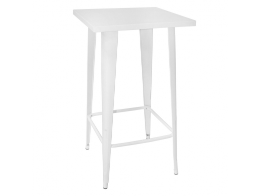 Mesa alta blanca con estructura de acero 60 cm  merkamueble