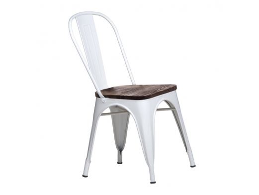 Silla de metal y madera blanca  merkamueble