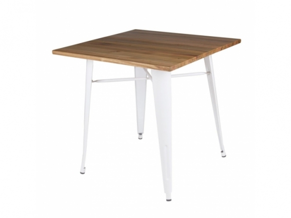 Mesa rectangular madera con patas metálicas de color blanco 80 cm  merkamueble