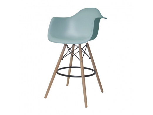 Sillón taburete color agua con patas de madera  merkamueble