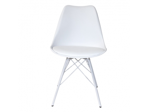 Silla blanca con patas de metálicas blancas  merkamueble