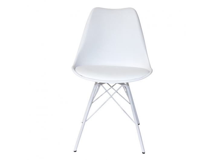 Silla blanca con patas de metálicas blancas  merkamueble