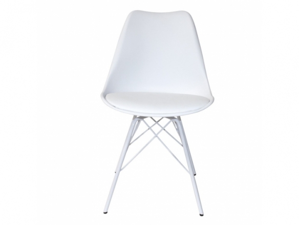 Silla blanca con patas de metálicas blancas  merkamueble