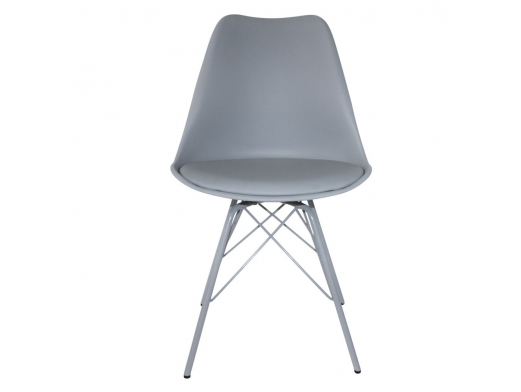 Silla gris con patas de metálicas grises  merkamueble