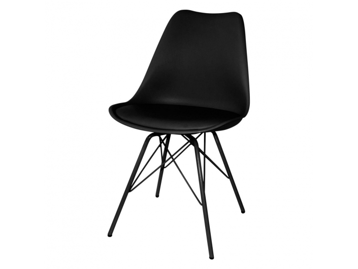 Silla negra con patas de metálicas negras  merkamueble