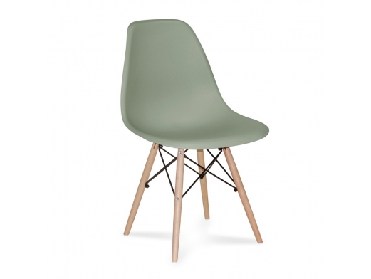 Silla verde kale con patas de madera  merkamueble