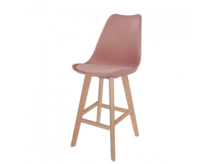 Taburete color rosa nude 75 cm patas madera  merkamueble