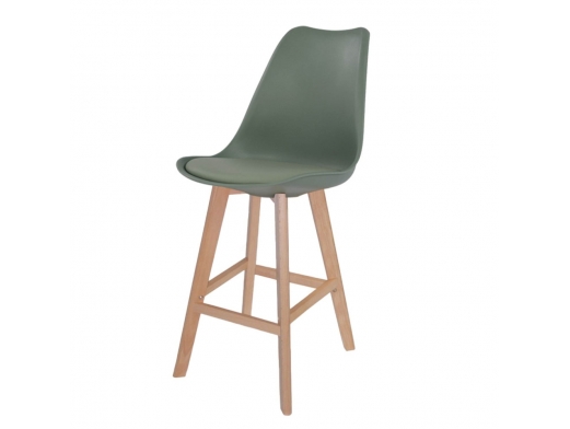 Taburete color verde 75 cm patas madera  merkamueble