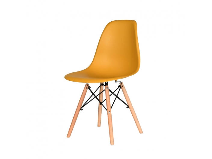 Silla color mostaza patas madera  merkamueble