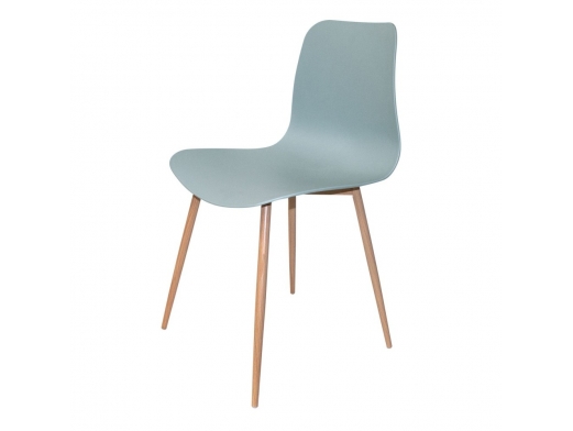 Silla color agua con patas metálicas efecto madera  merkamueble