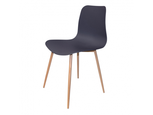 Silla color antracita con patas metálicas efecto madera  merkamueble