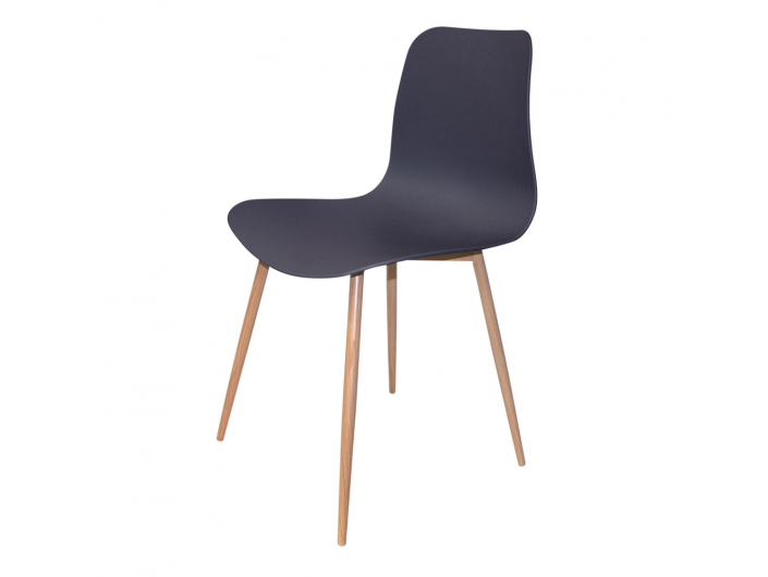 Silla color antracita con patas metálicas efecto madera  merkamueble