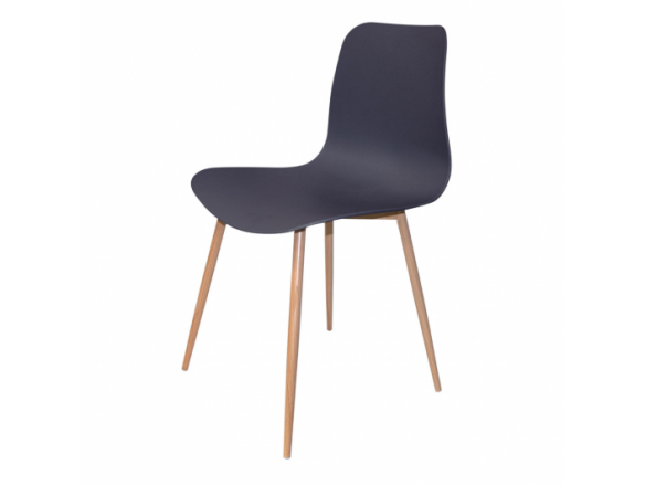 Silla color antracita con patas metálicas efecto madera  merkamueble