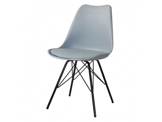 Silla gris con patas metálicas negras  merkamueble