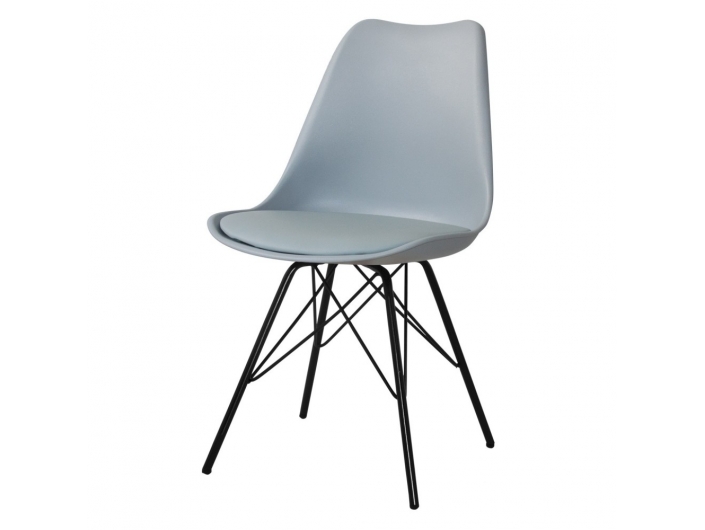 Silla gris con patas metálicas negras  merkamueble