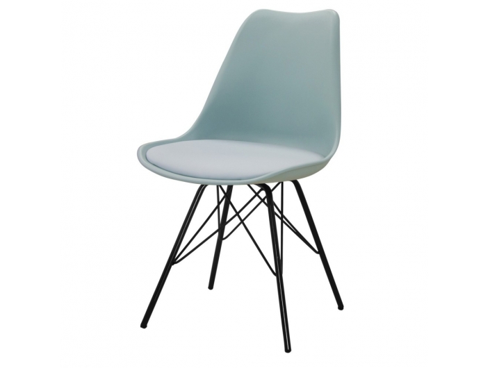 Silla color aguamarina con patas metálicas negras  merkamueble