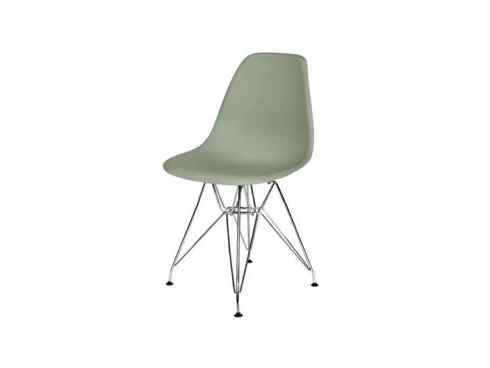 Silla color verde con con patas acero cromado  merkamueble