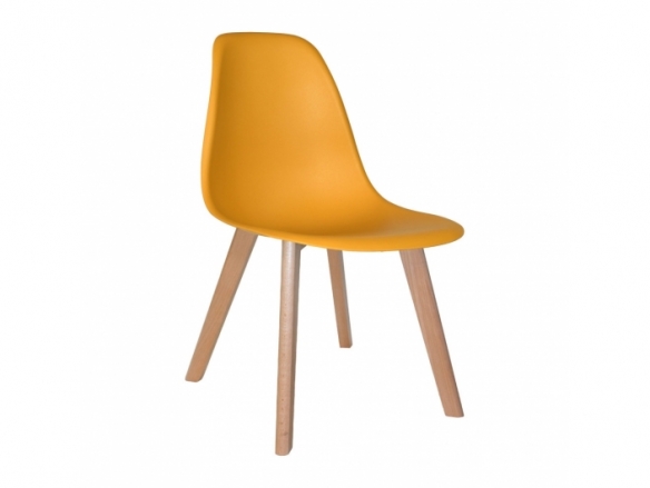 Silla color mostaza patas madera rectangulares  merkamueble