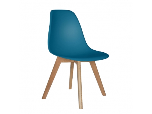 Silla color cobalto patas madera rectangulares  merkamueble