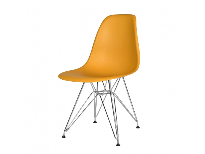 Silla color mostaza patas acero cromado  merkamueble