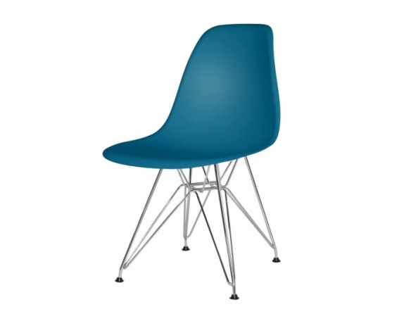 Silla color cobalto con patas cromadas  merkamueble