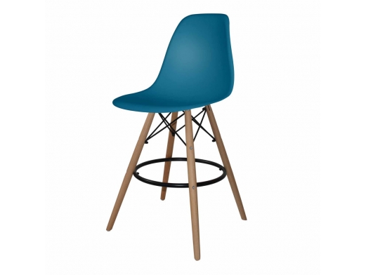 Taburete color cobalto patas madera  merkamueble