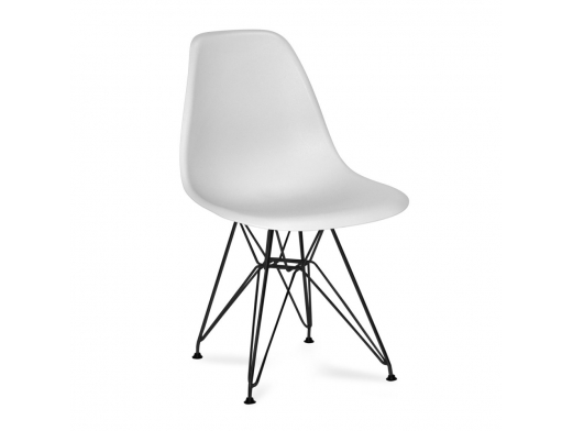 Silla blanca con patas metálicas negras  merkamueble