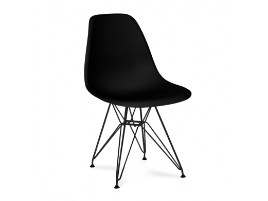Silla negra con patas acero negro  merkamueble