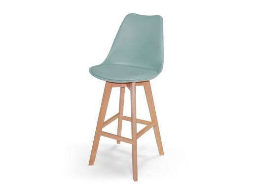 Taburete color agua con patas de madera de haya  merkamueble
