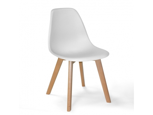Silla blanca con patas rectangulares de madera  merkamueble