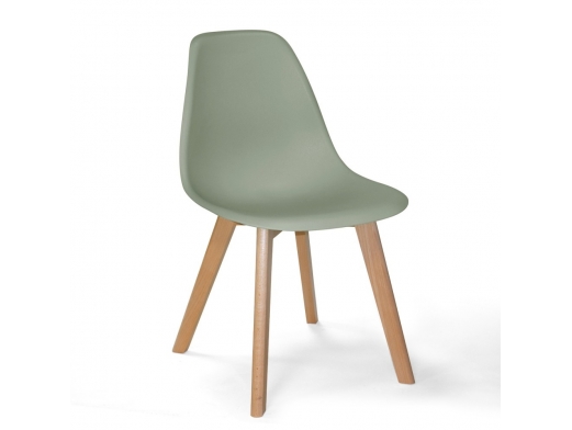 Silla verde con patas rectangulares de madera  merkamueble