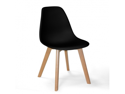 Silla negra con patas rectangulares de madera  merkamueble