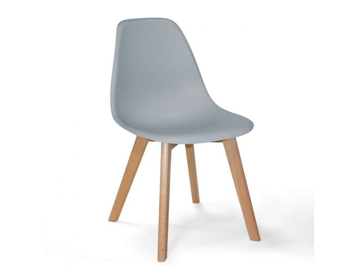 Silla gris con patas rectangulares de madera  merkamueble