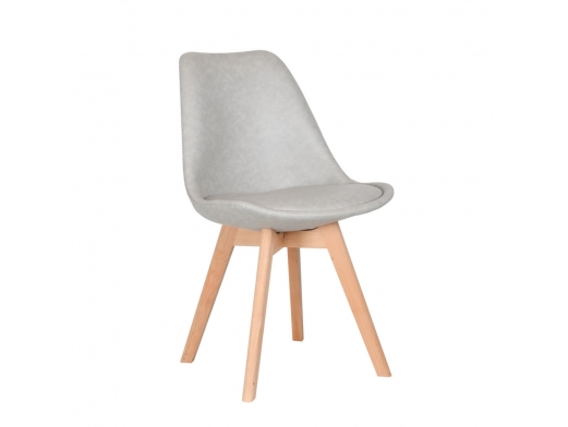 Silla nórdica tapizada gris claro  merkamueble
