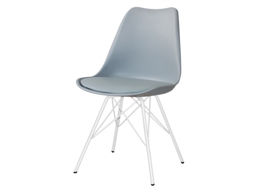 Silla gris con patas metálicas blancas  merkamueble