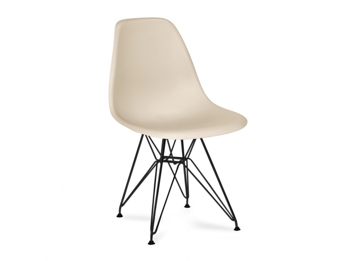 Silla color arena con patas metálicas negras  merkamueble