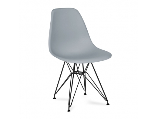 Silla gris con patas metálicas negras  merkamueble