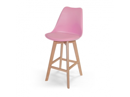 Taburete rosa 65 cm con patas de madera  merkamueble