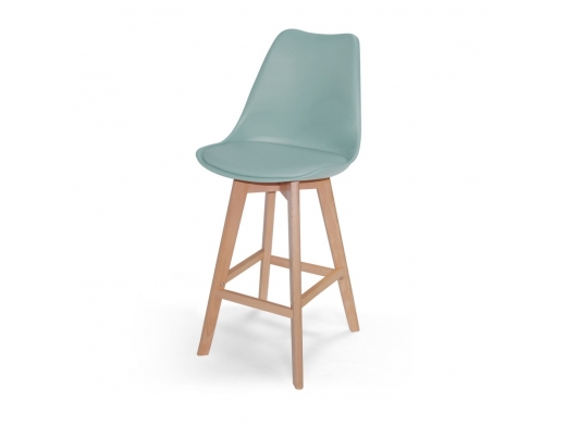 Taburete color agua 65 cm con patas de madera  merkamueble