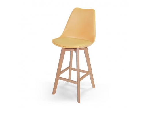 Taburete beige 65 cm con patas de madera  merkamueble