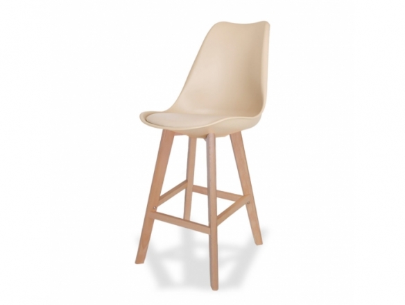 Taburete color arena 75 cm patas madera  merkamueble
