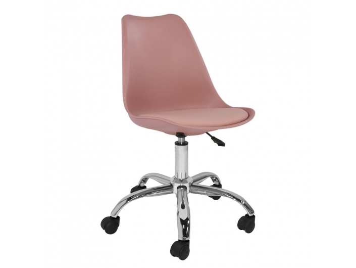 Silla de escritorio color rosa nude y patas metalicas  merkamueble