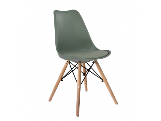 Silla color verde kale con patas madera  merkamueble
