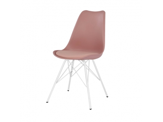 Silla color rosa nude y patas blancas  merkamueble