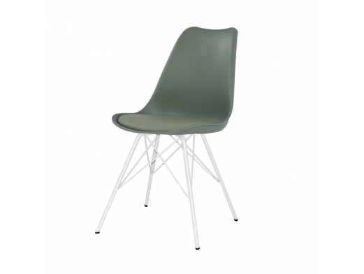 Silla color verde kale y patas blancas  merkamueble