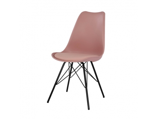 Silla color rosa nude y patas negras  merkamueble