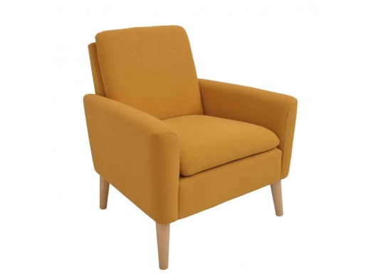 Sillón amarillo-anaranjado patas madera  merkamueble